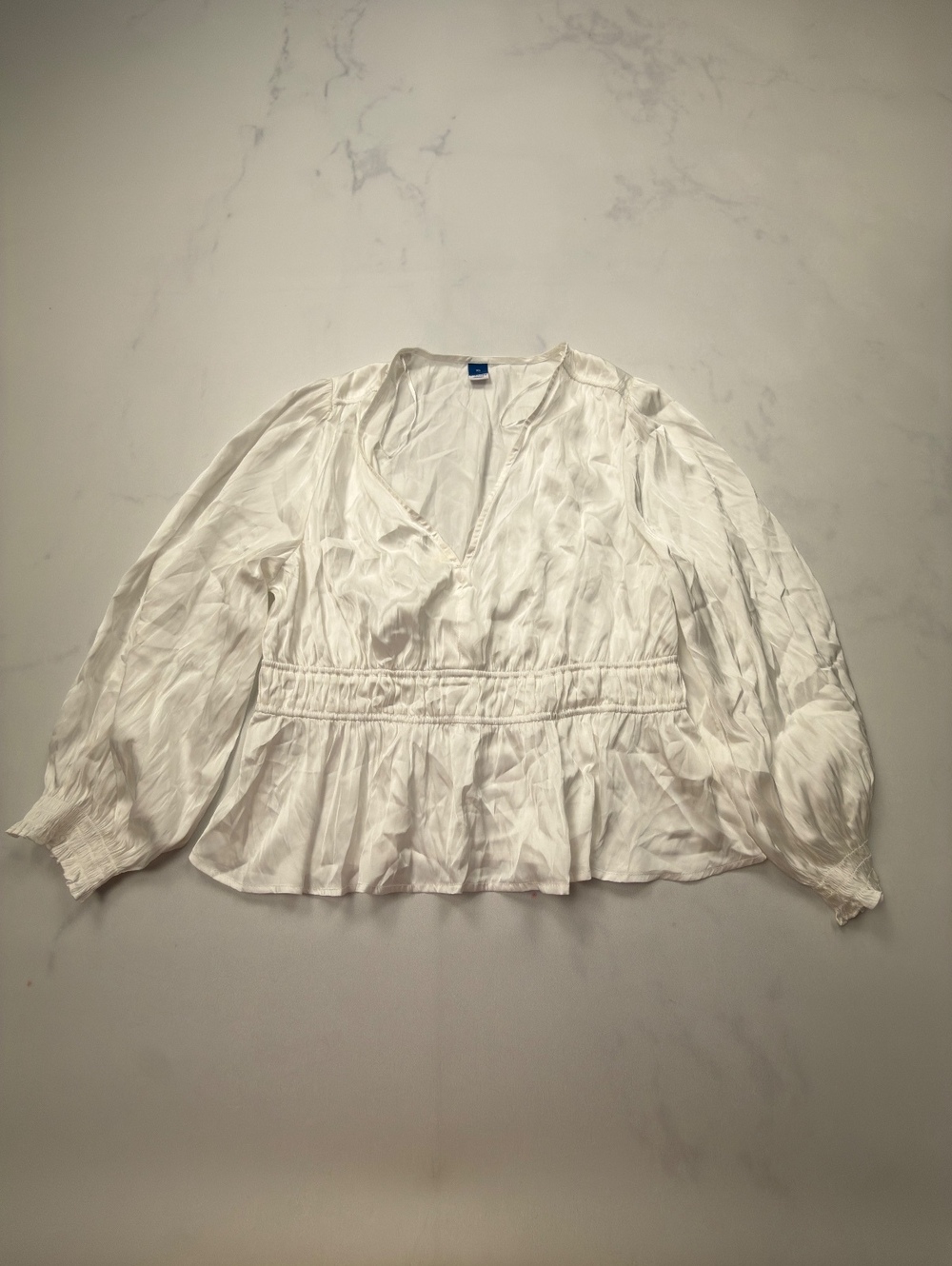 Old Navy White Blouse Womens XS 2010s Feminine Ruffle - Womens XS